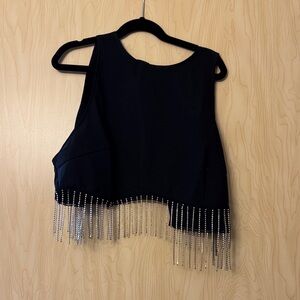 NEW w/out Tags | SHEIN | Women’s Black Crop Top with Rhinestones | Size Large